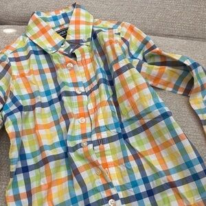 Lands' End Multicolor Plaid Kids Button Down Shirt